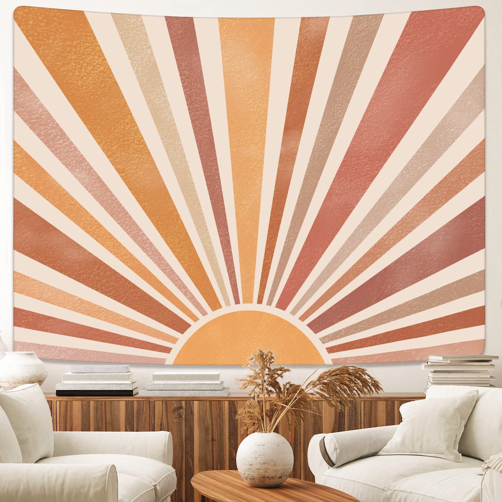 Vintage Sun Teppestry Bohemia Wand hängende Regenbogen Sonnenaufgang Sonnenuntergang abstrakte Kunst Hippie -Dekor für Wohnheim Wohnzimmer Kindergarten Schlafzimmer