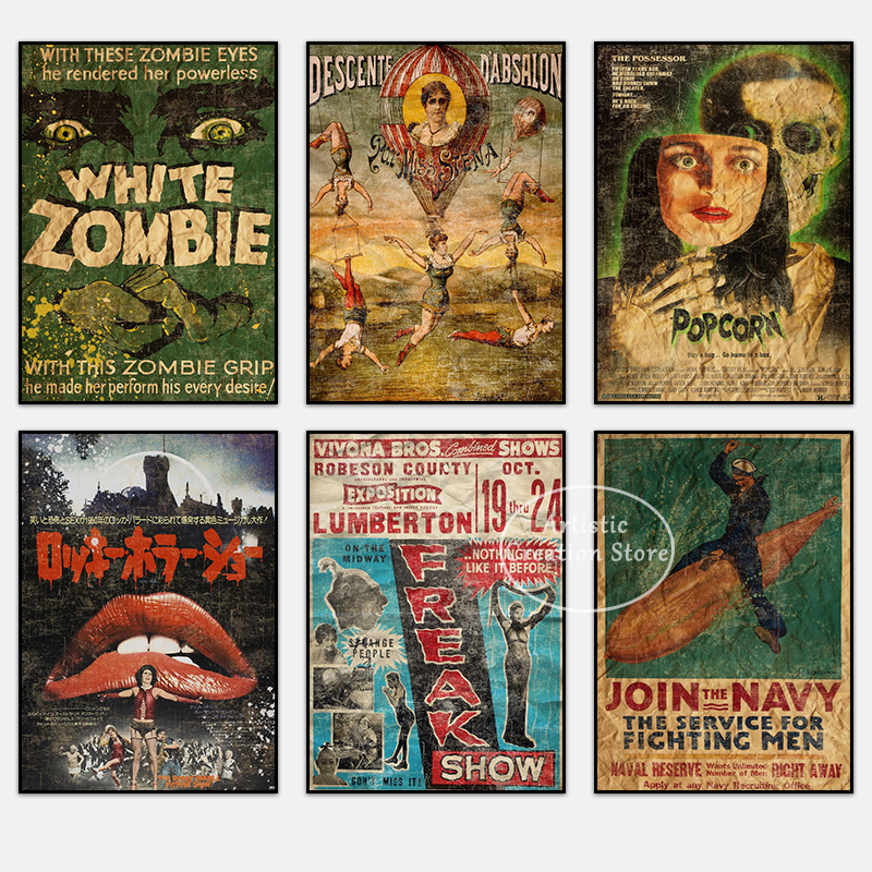 Vintage Old Folds Circus Horror Movie Art Poster Canvas dipinto e stampe immagini murali decorazioni la casa della camera da letto famiglie moderne