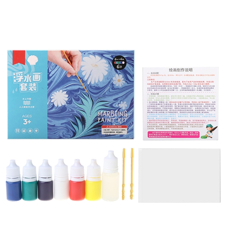 Kit de pintura de mármore aquático para meninos de atividades de projeto de arte de menina não-tóxicas 6/