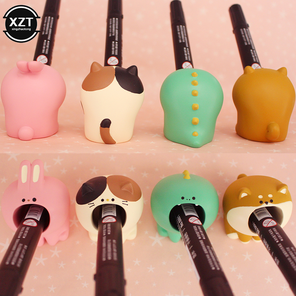 Creative Cute Pencil Holder Stand Resin Cute Paper Clip Stationery Pen Organizer Case Desktop Decorative Ornaments Accessories