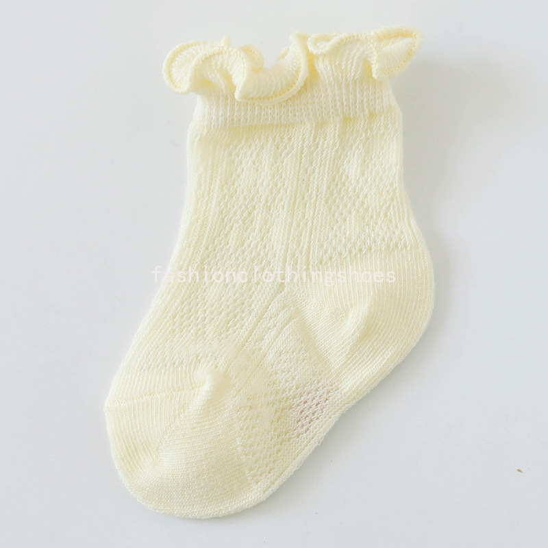 Solid Color Mesh Baby Socks Cute Ruffle Short Sock for Infant Boy Girl Summer Thin Hollow-Out Kids Princess Socks
