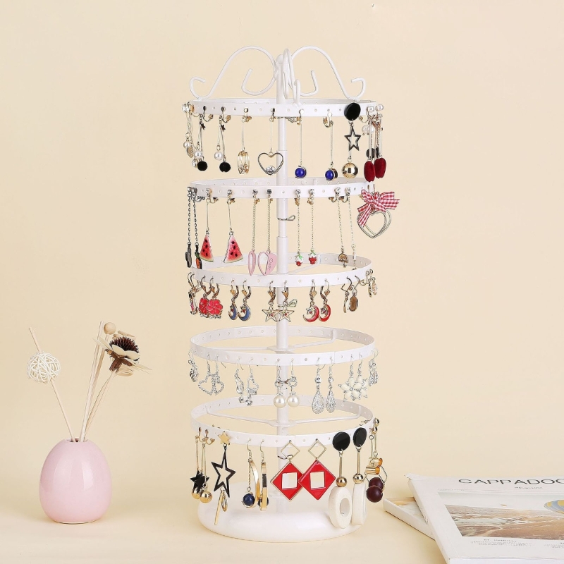 5 Tiers Metall Drehung Ohrringhalter Schmuck Display Rack Ohrring Organizer Einstellbarer Ohrring -Aufbewahrungsturm