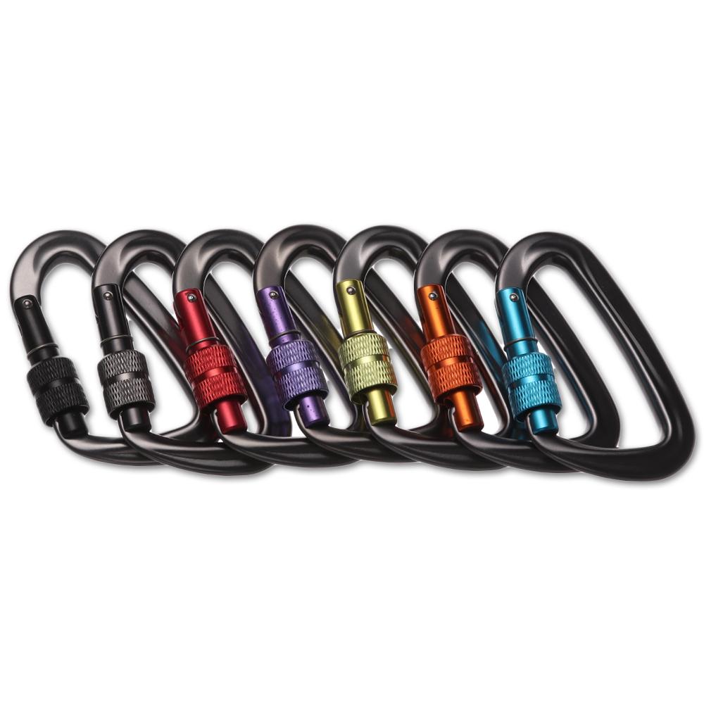 12KN 7075 CARABINER CARABINER D Forme Quick Draws Professional Couping Backle Lock Sécurité Sécurité Équipement d'escalade extérieur