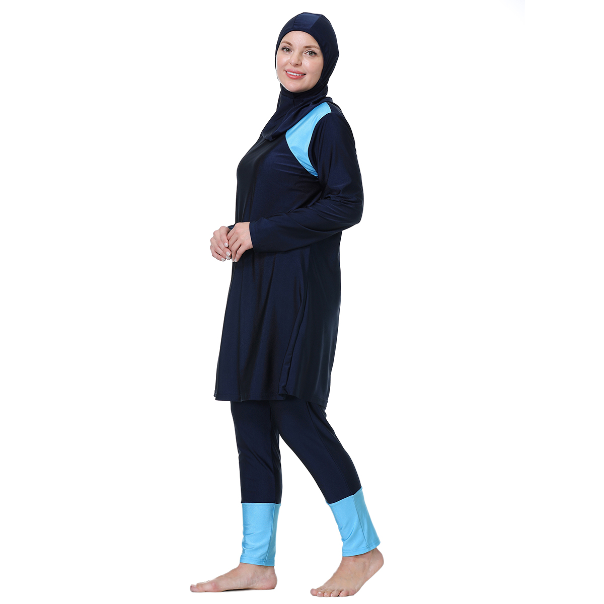 Kvinnor simning kostym 3xl-8xl patchwork muslim cover up tankinis 3 st hijab långa ärmar sport badkläder islamiska burkinis slitage