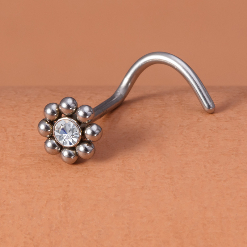 Flor Nariz Stud Piercing Atete cirúrgico Retentor Nariz Ring parafuso anel de anel Estilista para homens jóias corporais da moda 20g