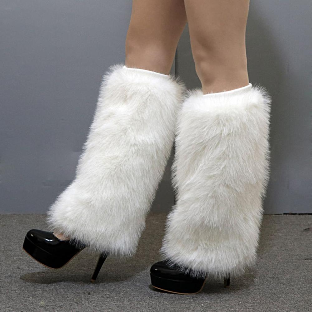 Stylish Leg Protectors Washable Leg Warmers Solid Color Stage Performance Faux Fur Leg Socks Coldproof