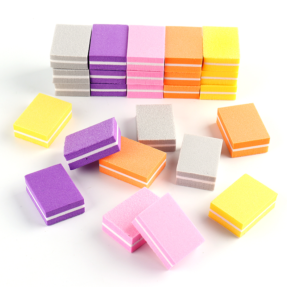 10st Double-Sided Mini Blocks Professional Nail File 100/180 Nail Polish Slip Buffer Strips Polering Manicure Tools JI1824