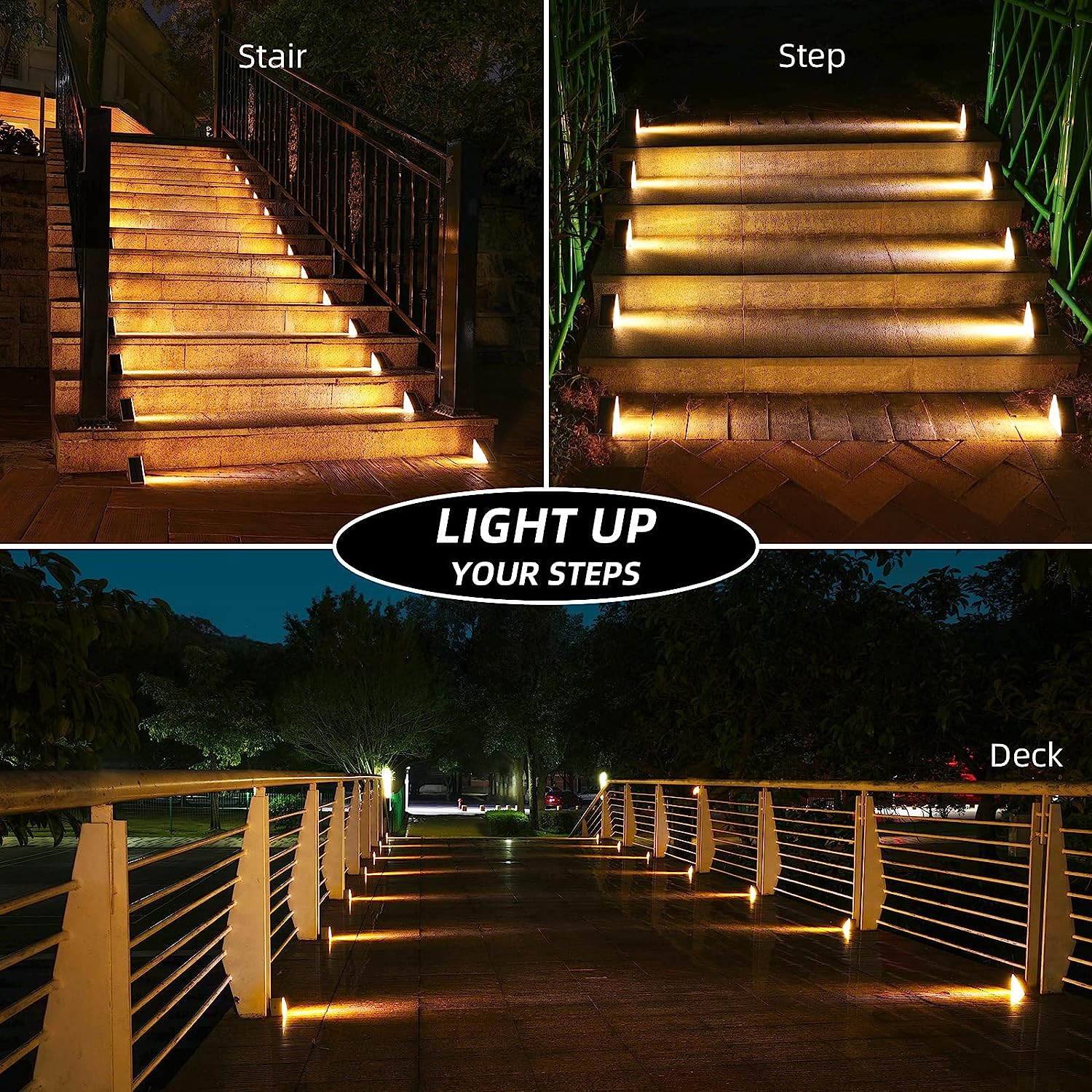 Solar Step Light Impermeable al aire libre Solar Light Deck Solar Deck IP67 Solar Garden Light Outdoor para patio de patio porche