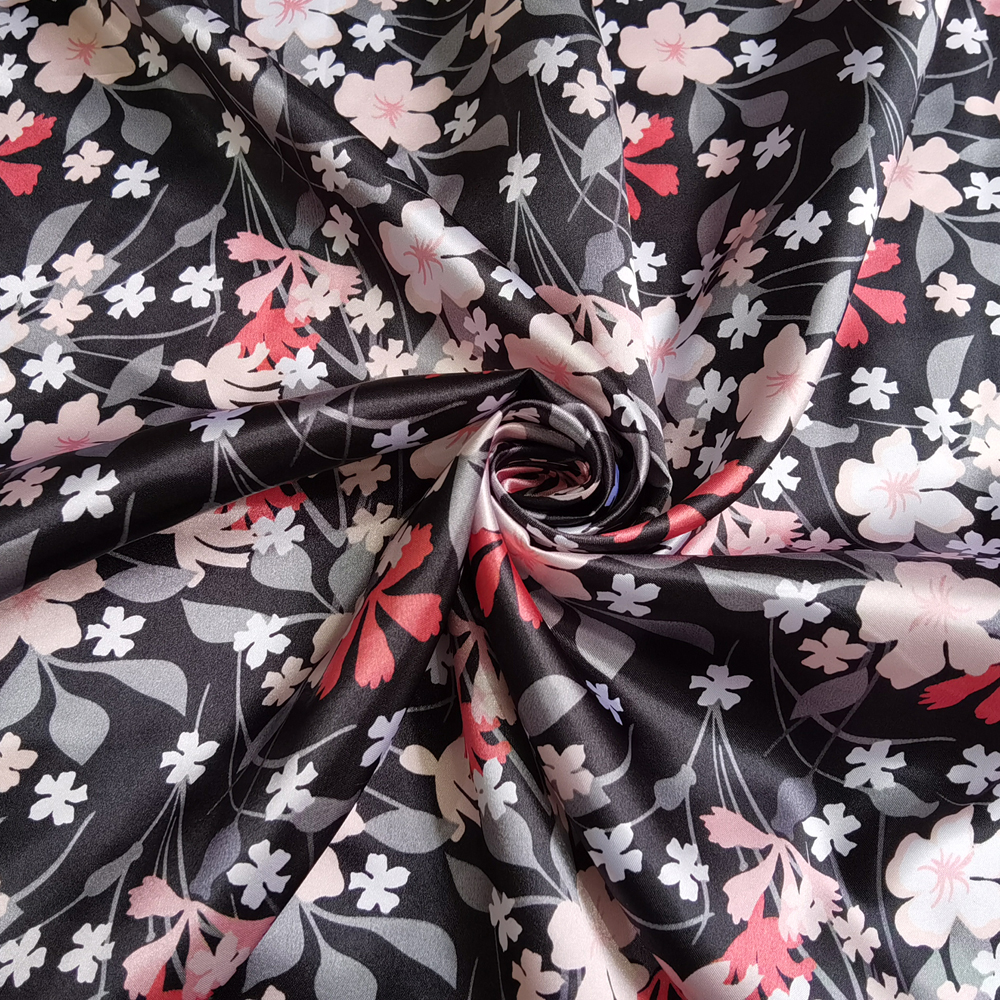 1 mètre x 1,48 mètre Retro Floral Satin Tabrics Sweet Swined Band Band Material Charmeuse Wholesale