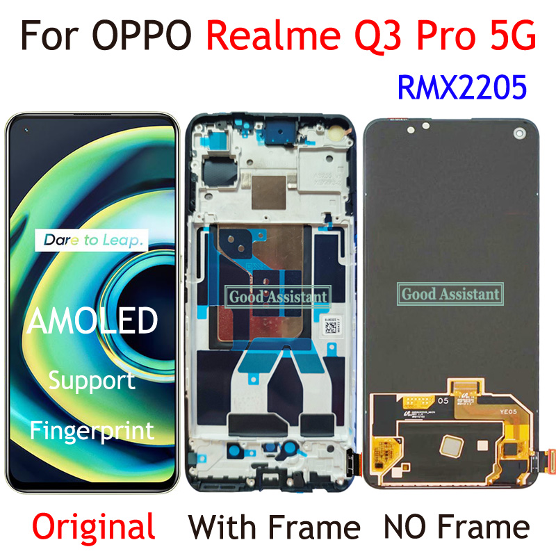 AMOLED / TFT BLACK 6.43インチOPPO REALME Q3 PRO 5G RMX2205 LCDディスプレイタッチスクリーンデジタイザーアセンブリ /フレーム付き