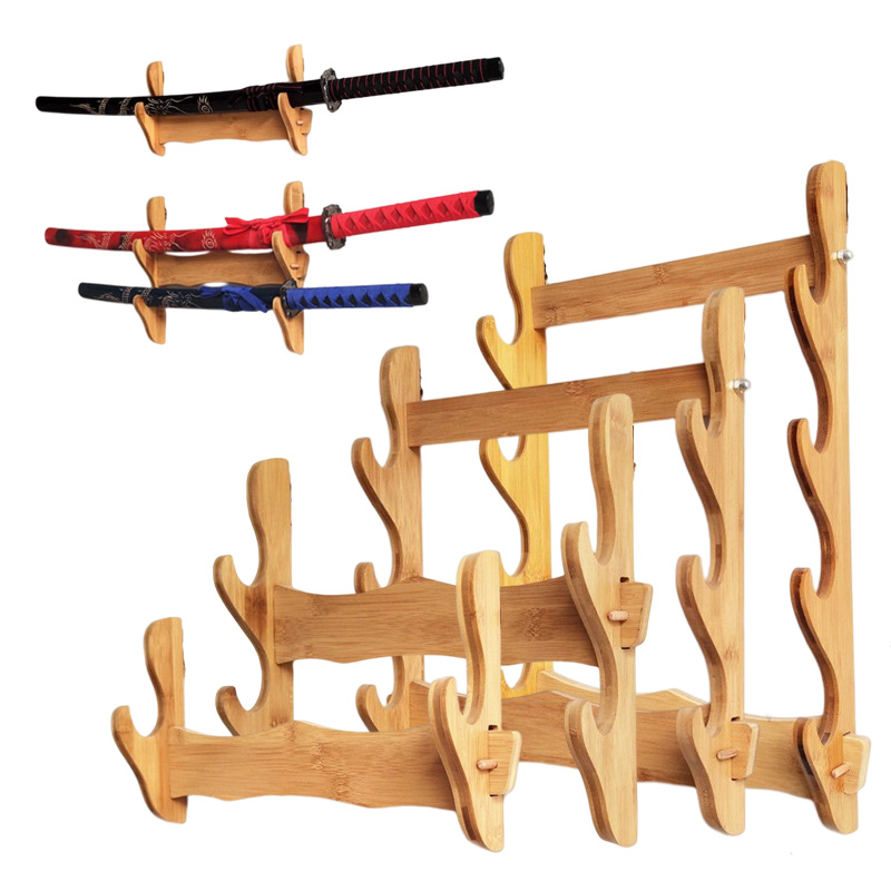 1/2/3/4 laag zwaardstand houten zwart bruin samurai zwaardbeugel houder zwaard fluit display opslag frame woningdecoraties