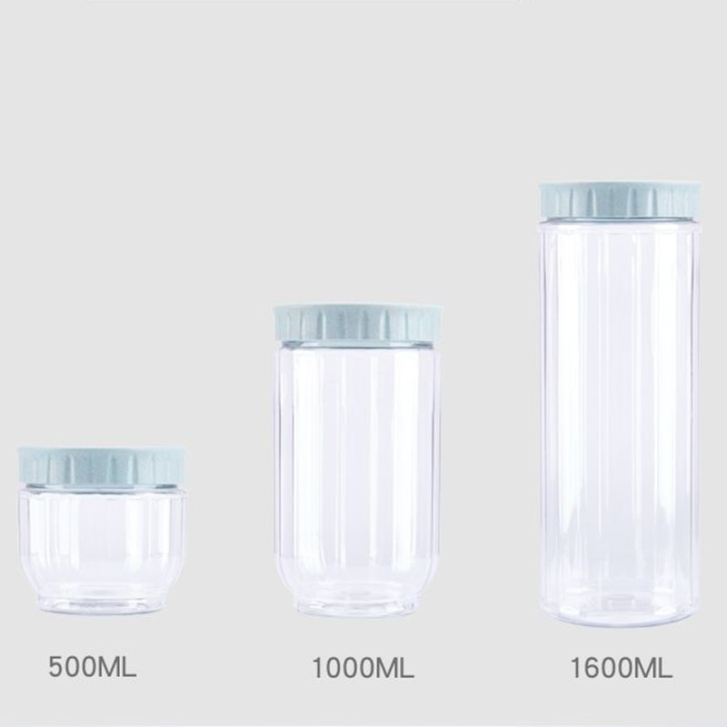 Kitchen Transparent Food Storage Container with Lids Durable Seal Pot Cereal Grain Bean Rice Sealed Plastic Milk Powder Jar