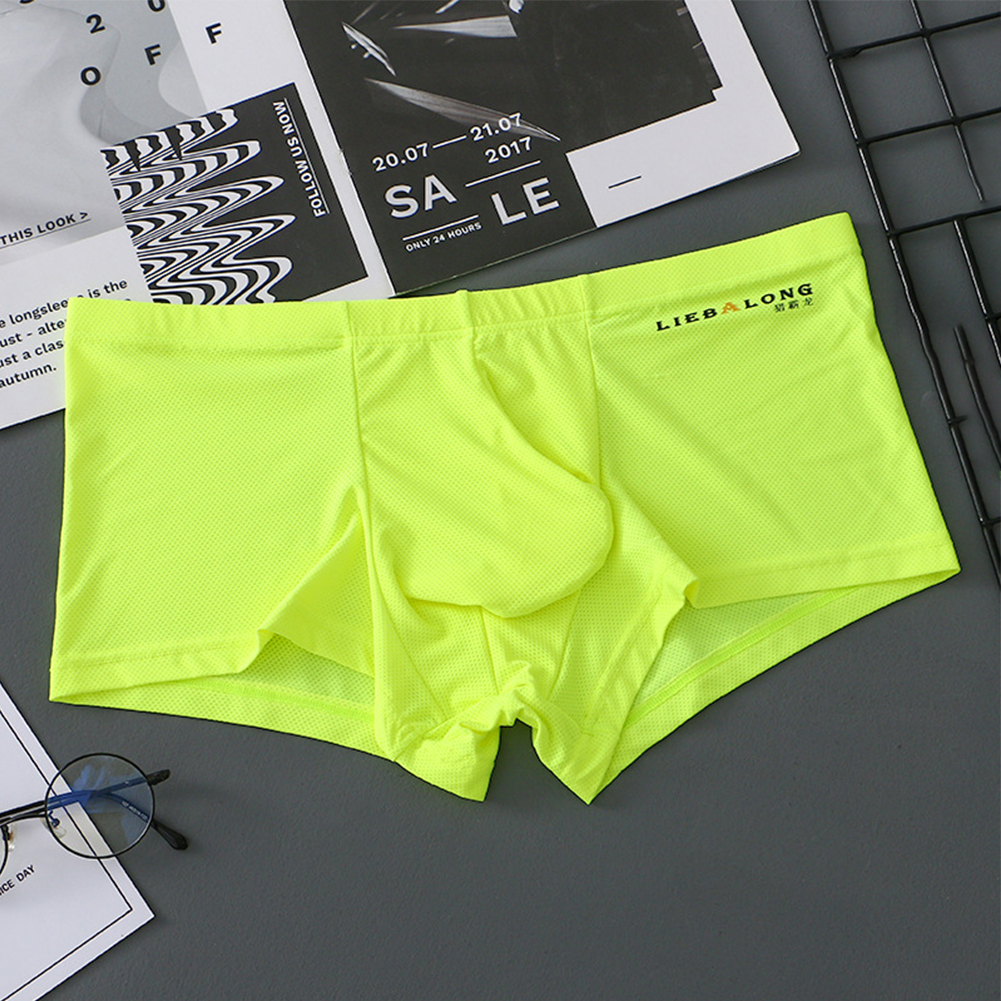 Slip da boxer biancheria intima di pigiami da uomo caldi pantaloncini di seta ghiacciata mutande sacchetto di rigonfiamento verde rosa cuscinetto ropa hombre