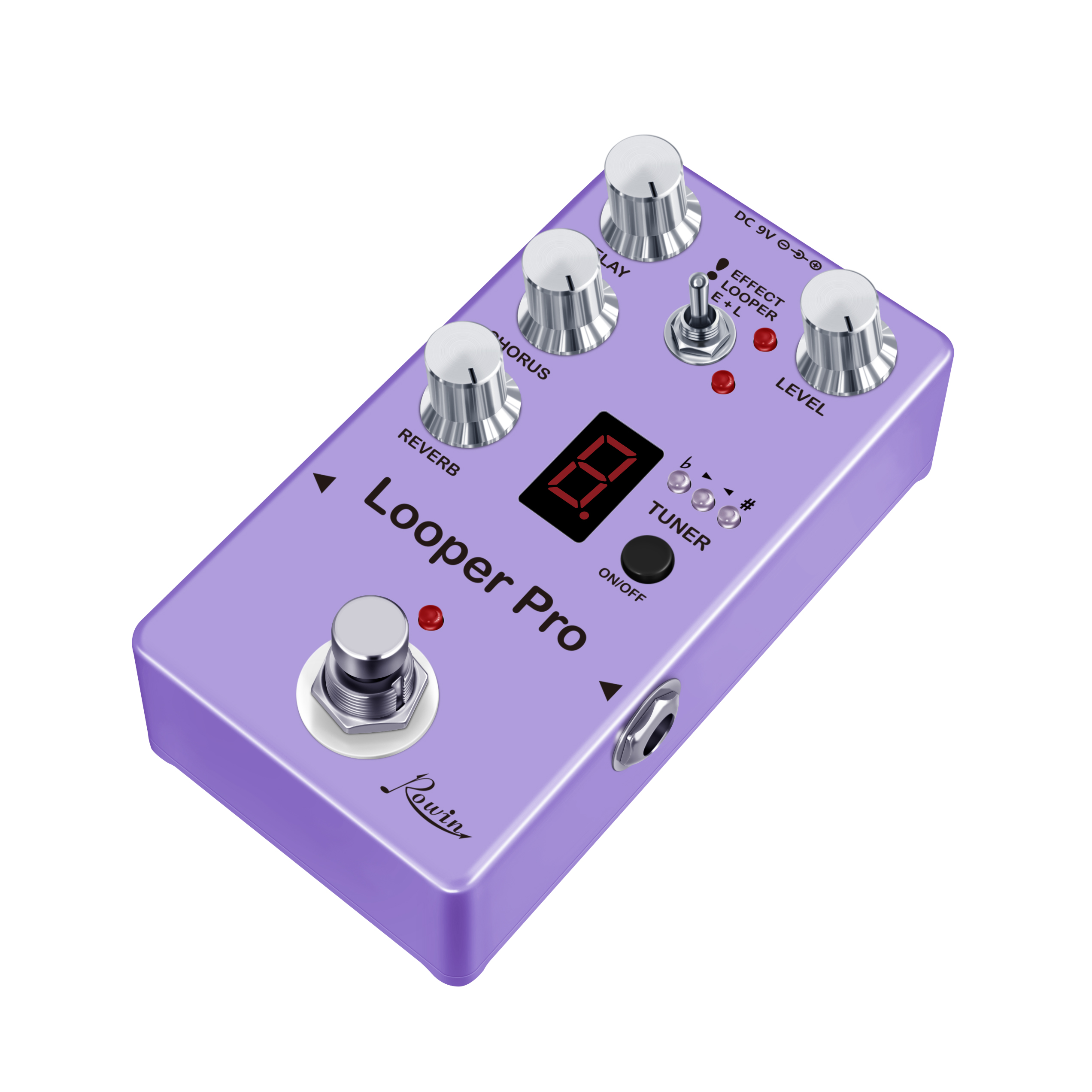 Rowin RE05 LOOPER PRO Digital Effect Pedal med looper Fördröjning Chorus Tuner Reverb Effect kombinerad tillsammans Full Metal Case Bypass