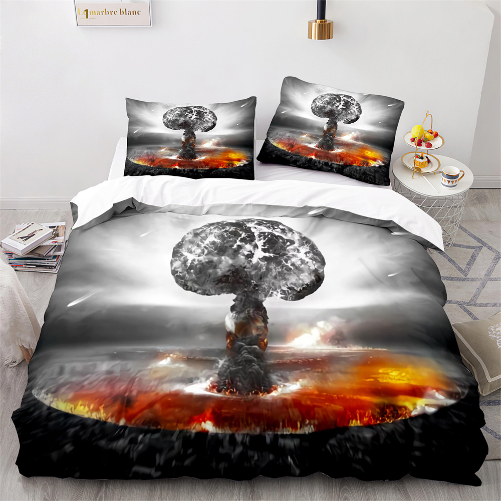 Explode Duvet Cover Orange Firework arancione a forma di disastro tema King Queen size for Kid boy Girl Adulti la decorazione della camera da letto