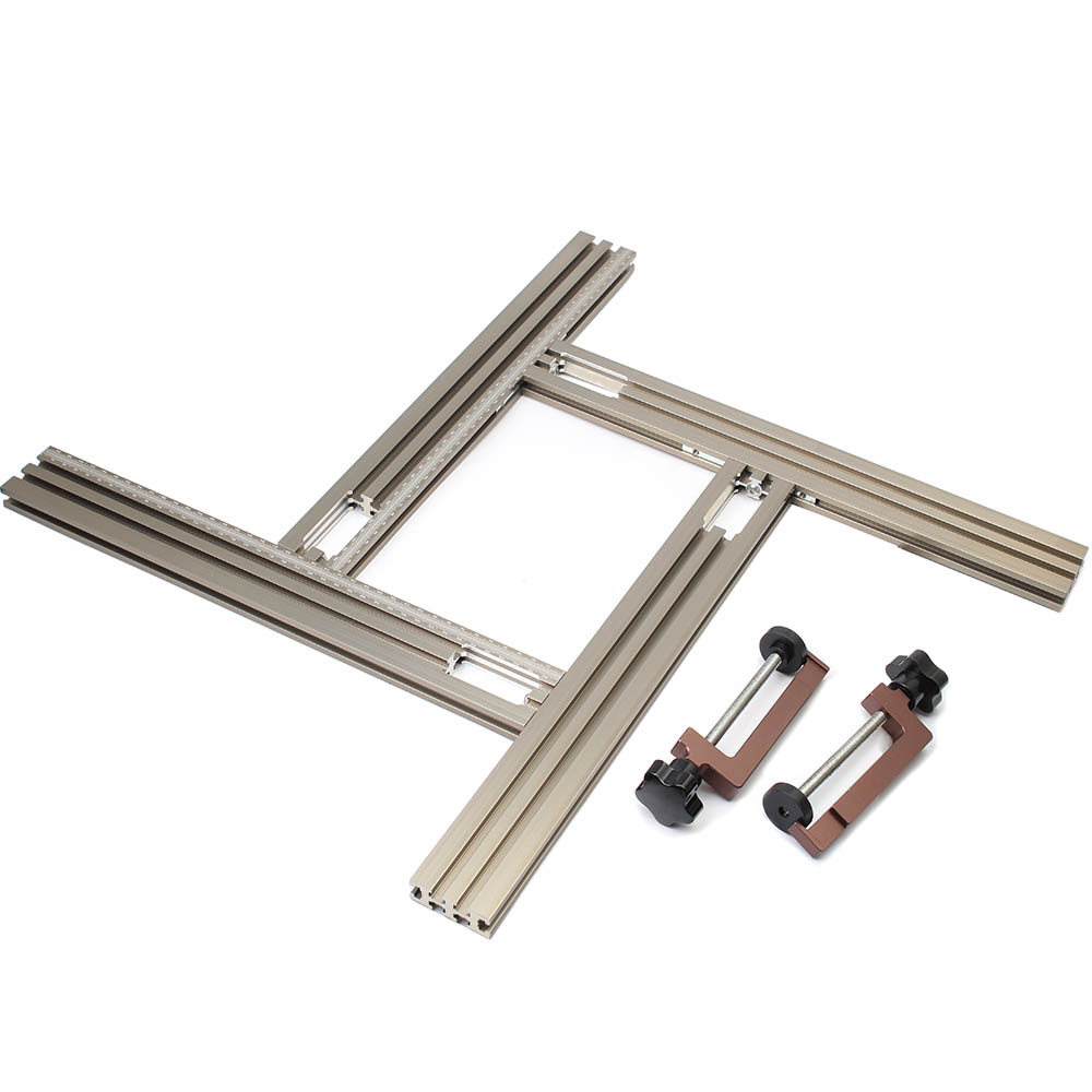 Routing Jig Frame System Justerbara ram Rektanglar och rutor Trimningsmaskinfräsning Groove Gravering Guide Rail Bracket