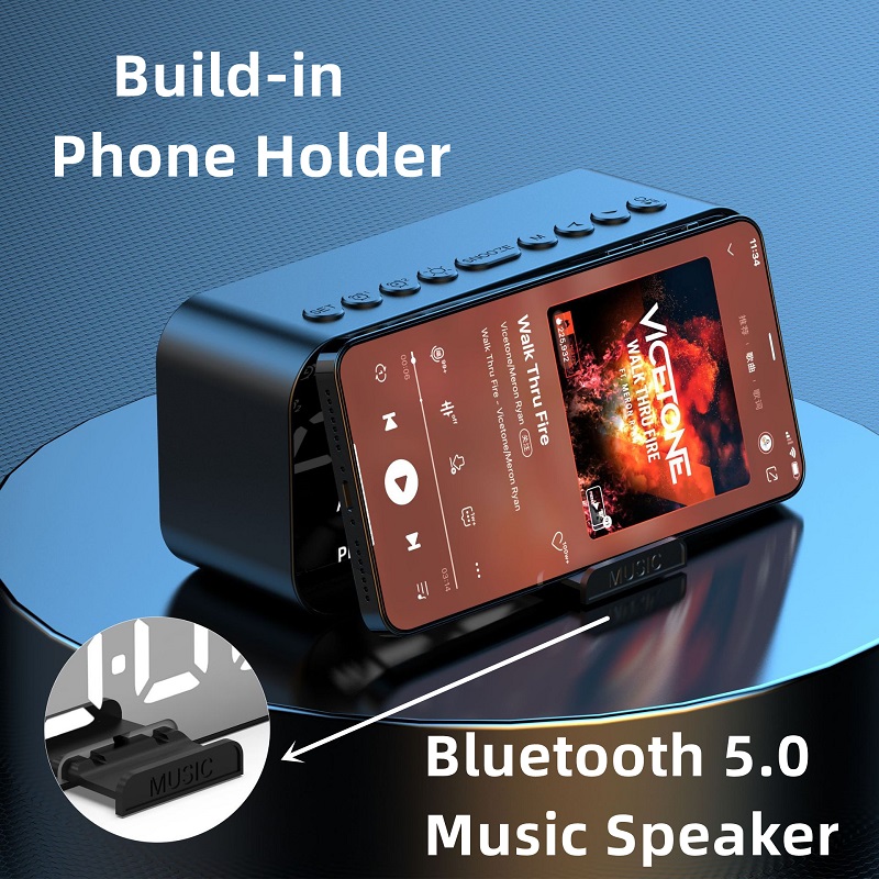Динамик Bluetooth с большим светодиодным зеркальным экраном цифровые будильники с температурой владельца радиолефона FM для офиса в спальне