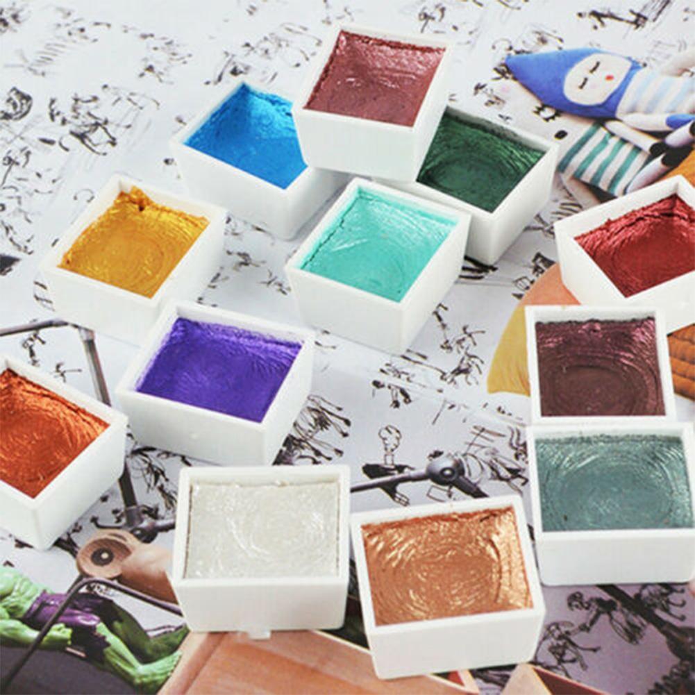 Pearlescent Solid Watercolor Paints Pearlescent Pigment Nail Art Draw Glitter Powder School Stationery