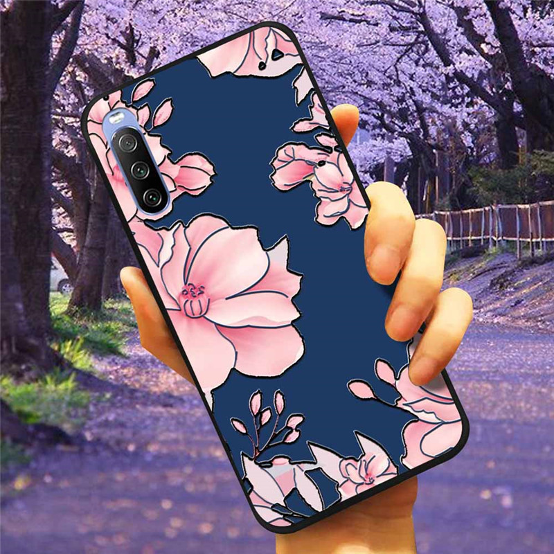 För Sony Xperia 10 V / 1 V 5G CASE 3D Flower Relief Soft Silicone Emboss telefonskydd för Sony Xperia 1 V Coque 10V 2023 10V Owl