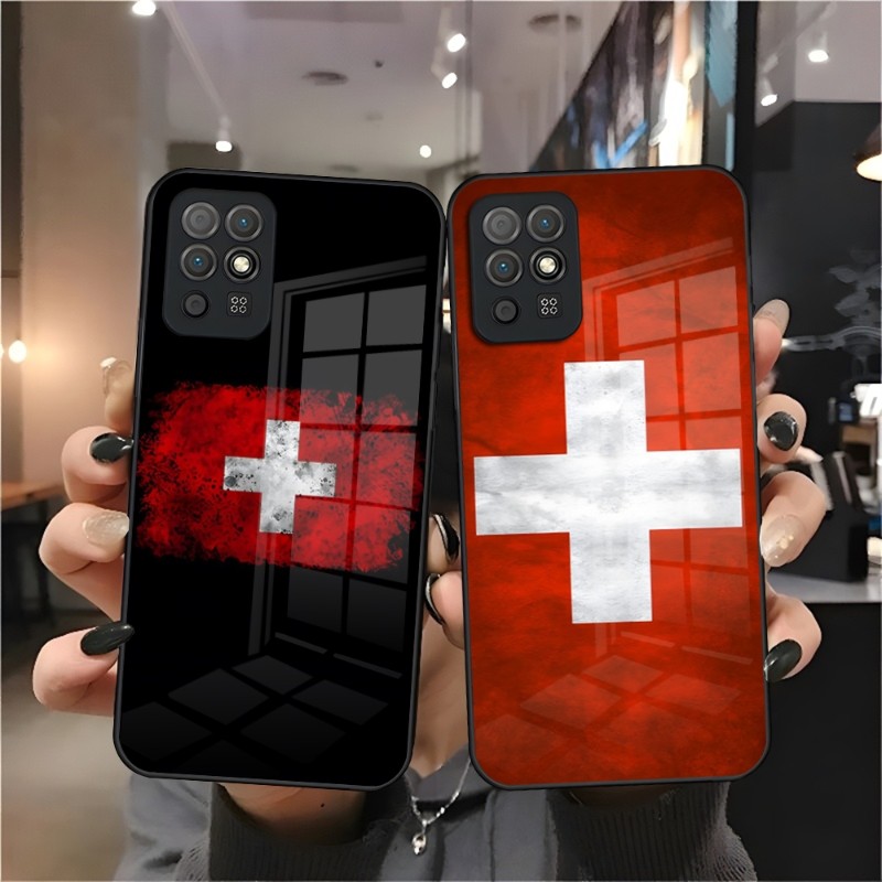 Swiss National Flag Phone Case Glass For Huawei P30 P40 P50 P20 ProPlus Lite Mate 40Pro 30 20 Nove 9 8 7 Pro Cover