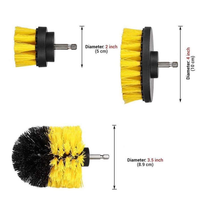 1/4 '' Elektrisk borrborste kit Electric Scrubber Borste mattan renare toalettborste bilrengöring för kökskakelfönster badrum