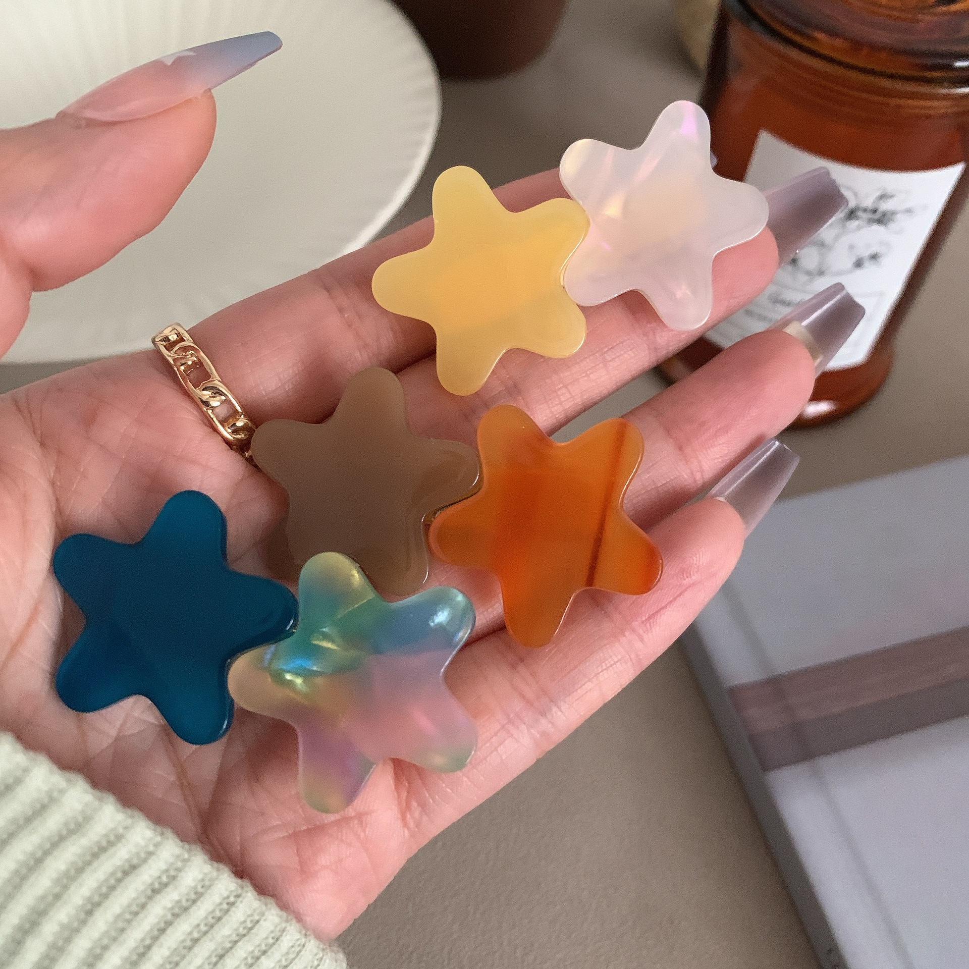 Nowy koreański prosty słodki słodki 4,8 cm pięcioramienna gwiazda Kwas do włosów Kwas Kolorowa kaczka z dziobem