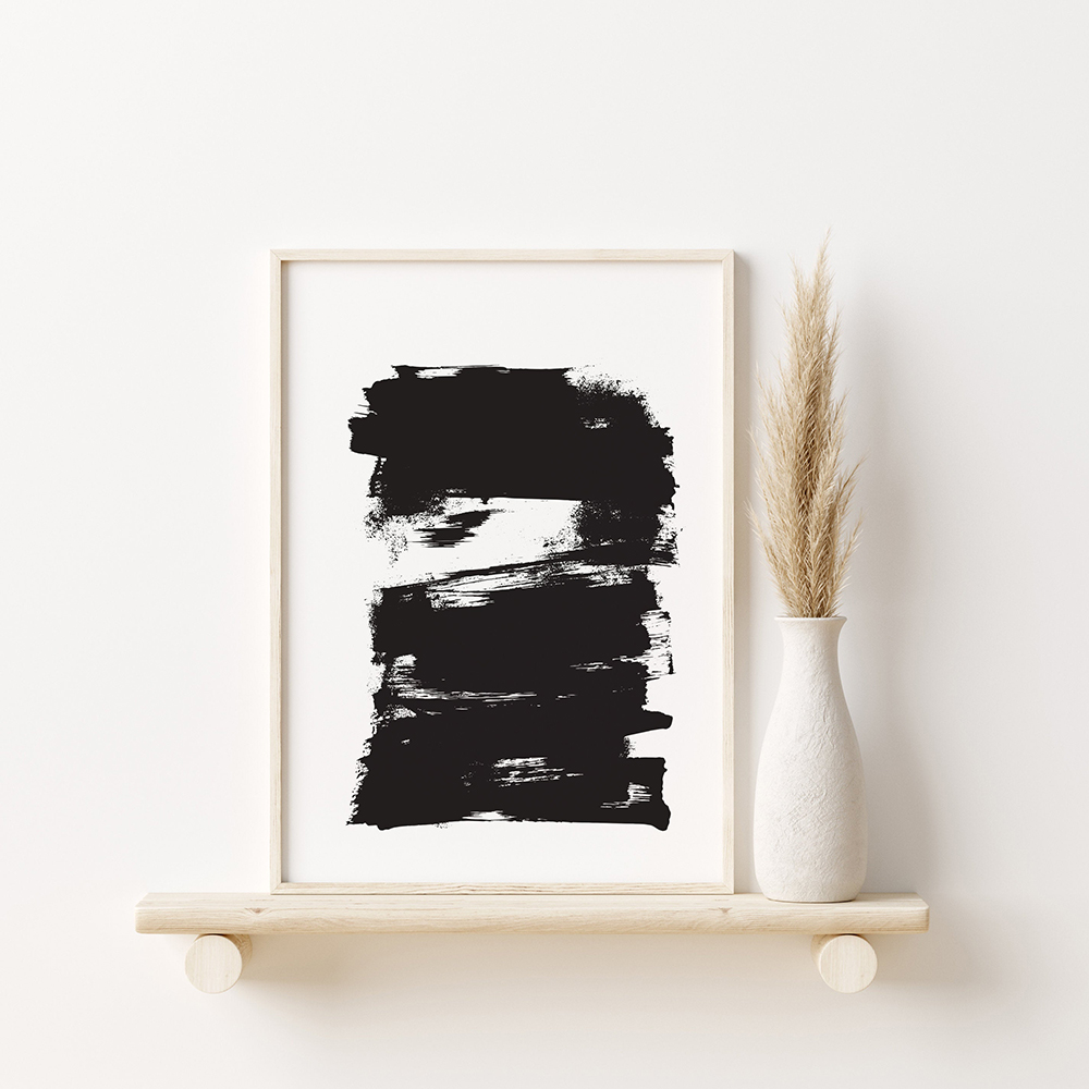 Minimaliste Modern Style Résumé Lignes noires et blanches Encre toile décorative Art peinture Picture affiche Print Mural Living Room