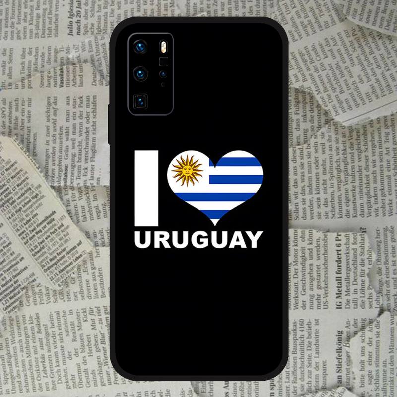 Caixa de telefone da bandeira nacional do Uruguai para Oppo Find X5 X3 X2 A93 Reno 4 3 Pro A94 A75 A74 A72 A53 A52 Black Soft Silicone Case