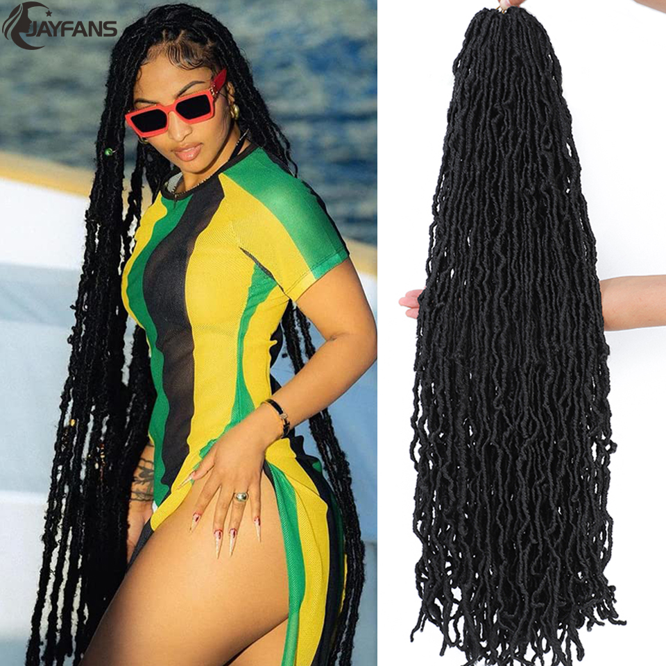 Super Long Faux locs virka 36 tum ombre blond gröna faux locs virkning hår ingefära kungblå mjuka faux lås virkade flätor