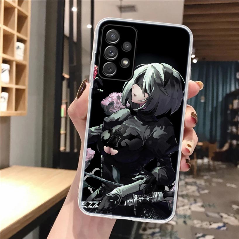 Caso de teléfono suave de anime 2B Nier Automata para Samsung Galaxy A52 A53 A54 A12 A13 A14 A22 A23 A24 A32 A33 A34 A72 A73 A42 Patt