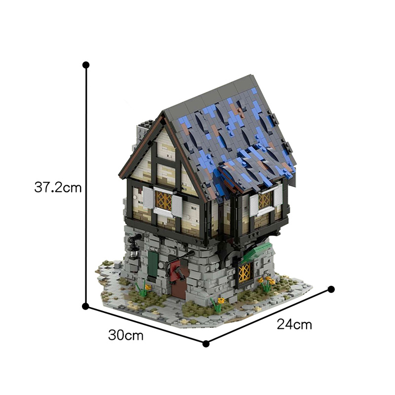 MOC The Medieval Flower Tree House Building Blocks Set Blacksmith Shop Architecture Hut Bricks Toys For Children Birthday Gifts