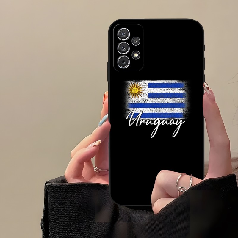 Uruguay Flag Phone Case For Samsung A12 A52 A51 A53 A33 A13 A22 A23 A31 A40 A03S A73 A32 A21 A50 A81 A42 Silicone Black Cover