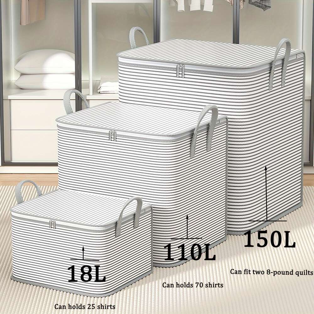 YOUFEN Large Capacity Foldable Storage Bag - Secure Zipper Organizer Cube for Wardrobe & Bedroom, Easy Travel Packing Solution