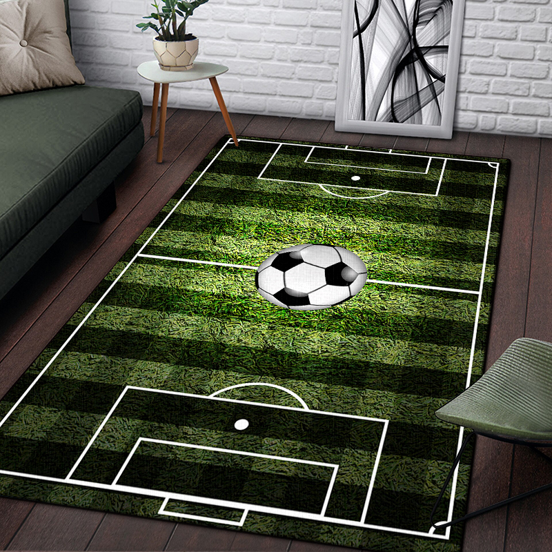 3d Soccer Football Sports Silhouette Pattern Decorative Square Rug Modern House Floor Matte Bedroom Carpet Poster Mat Fans Gift