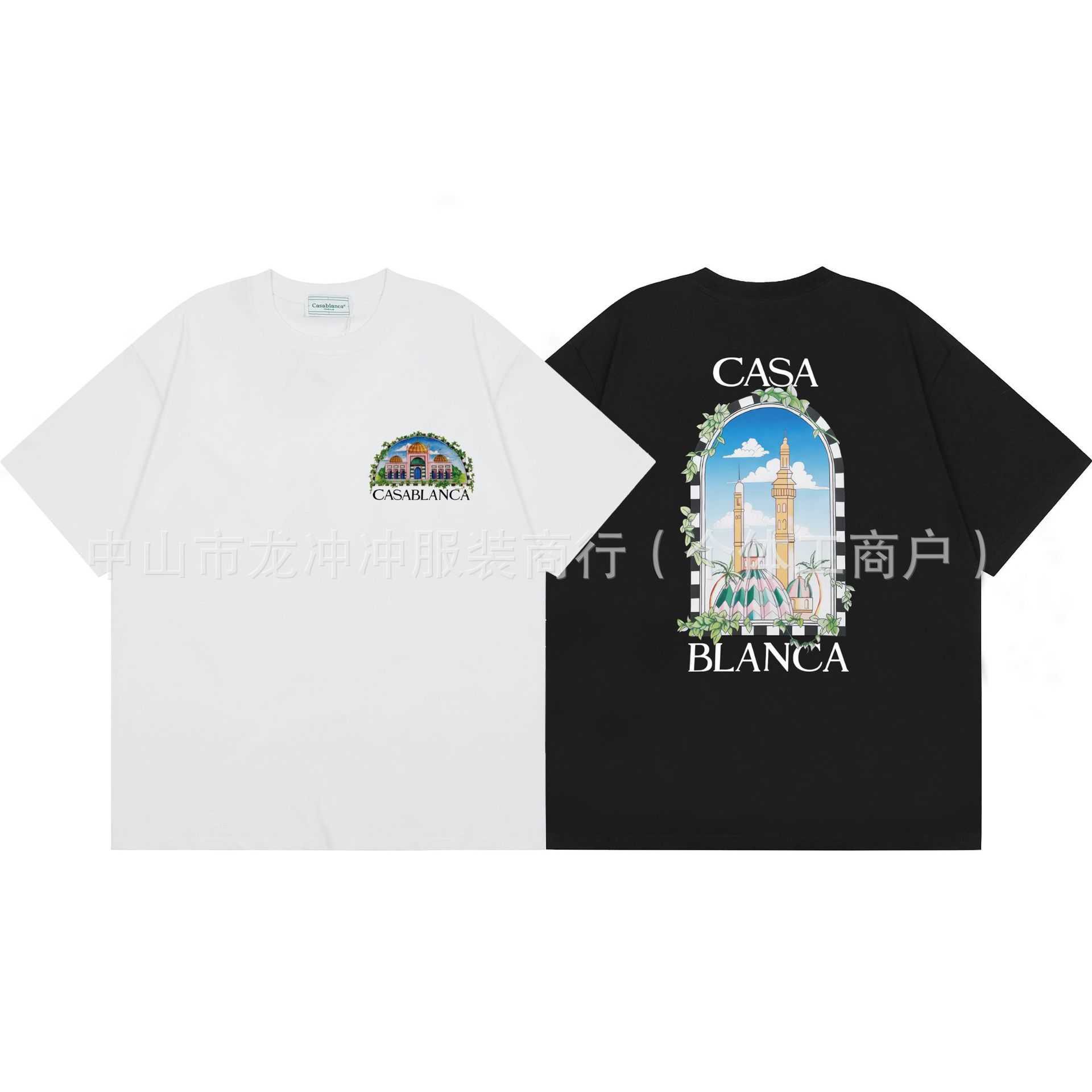 Casablanca Summer New Casablanca Tropical Fruit Print Loose Camiseta de manga curta solta