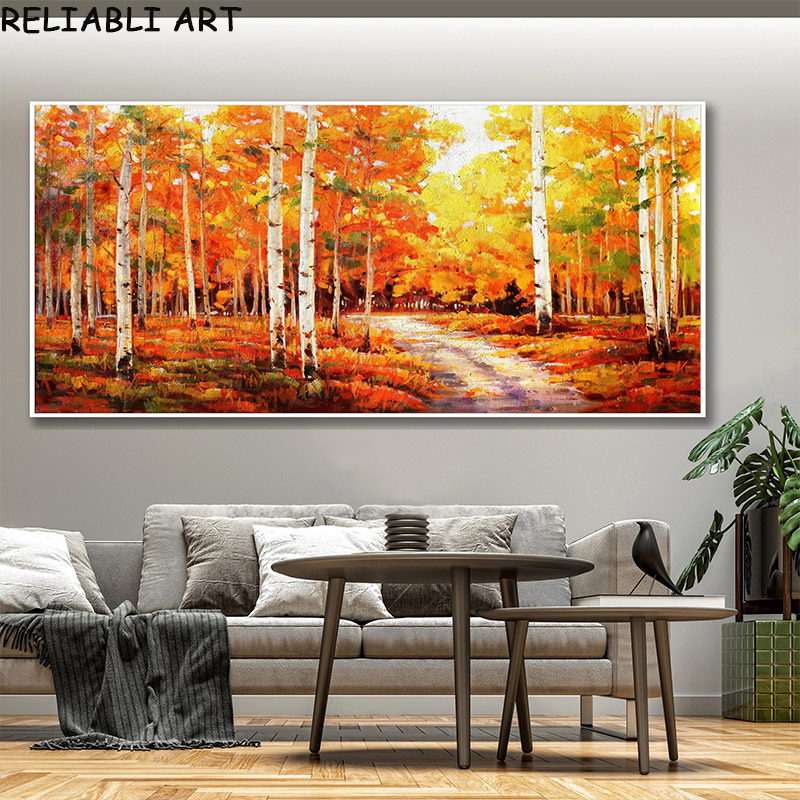 Paysage de paysage arbre et soleil moderne Art Art Pain d'huile Affiche et toile imprimée Peinture pour le salon à côté de décor sans cadre