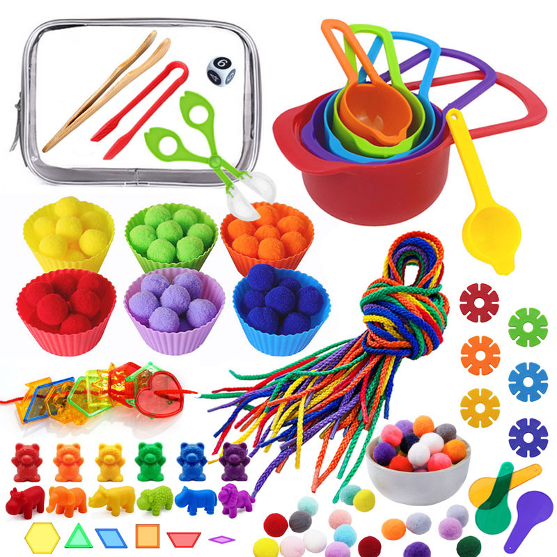 Montessori Fine Motor Training Toys Colors Cognative Sorting Count Соответствие игр приход открытые учебные материалы Домашнее образование