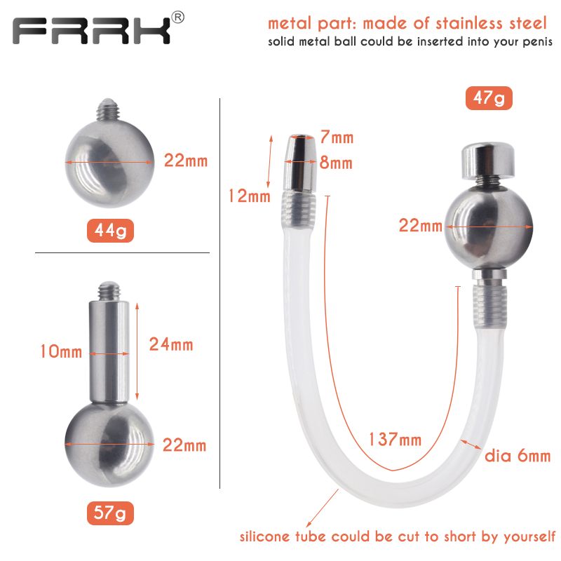 FRRK Penis uretral plugue de castidade masculina invertida com 22mm de bola de metal sólida bdsm brinquedos sexuais compra para adultos 18