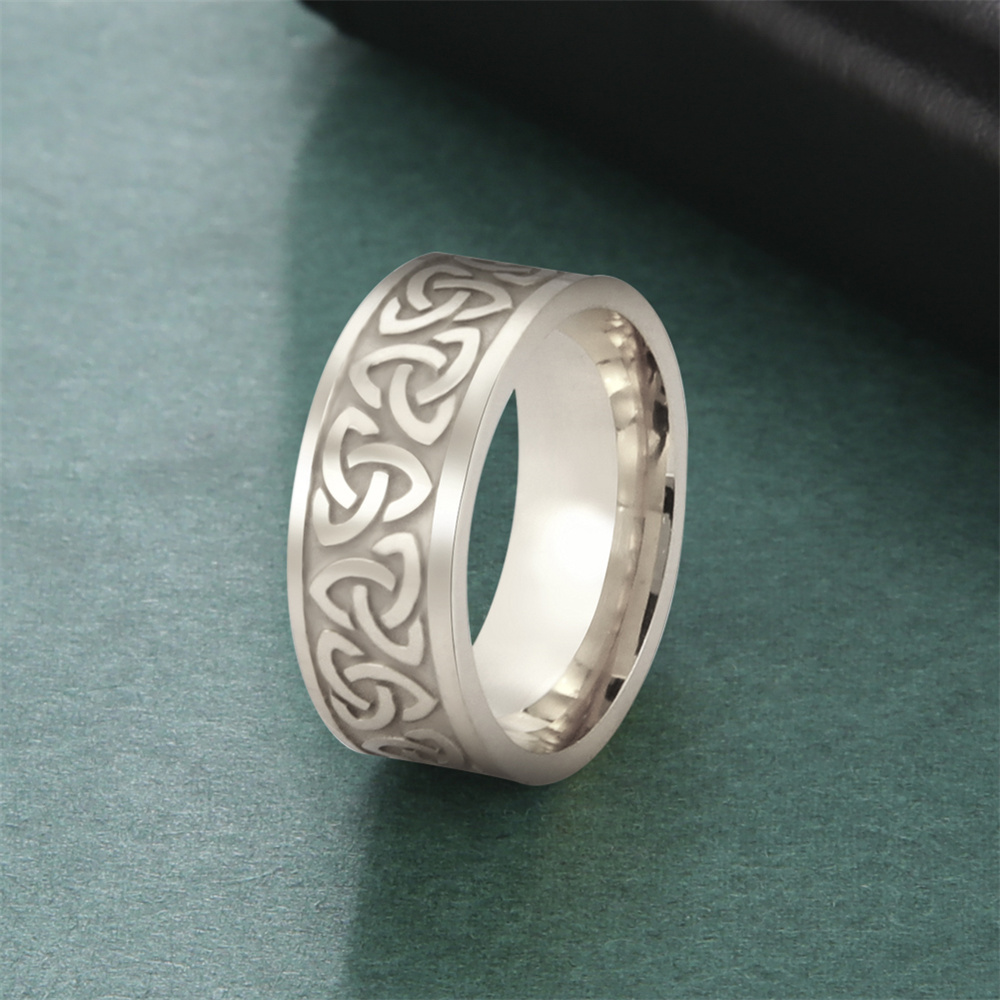 Vintage Silver Color Carving Pattern Nordic Celtic Rings Witch Knot Weave Viking Symbols Ring For Women Retro Wicca Party Jewelr