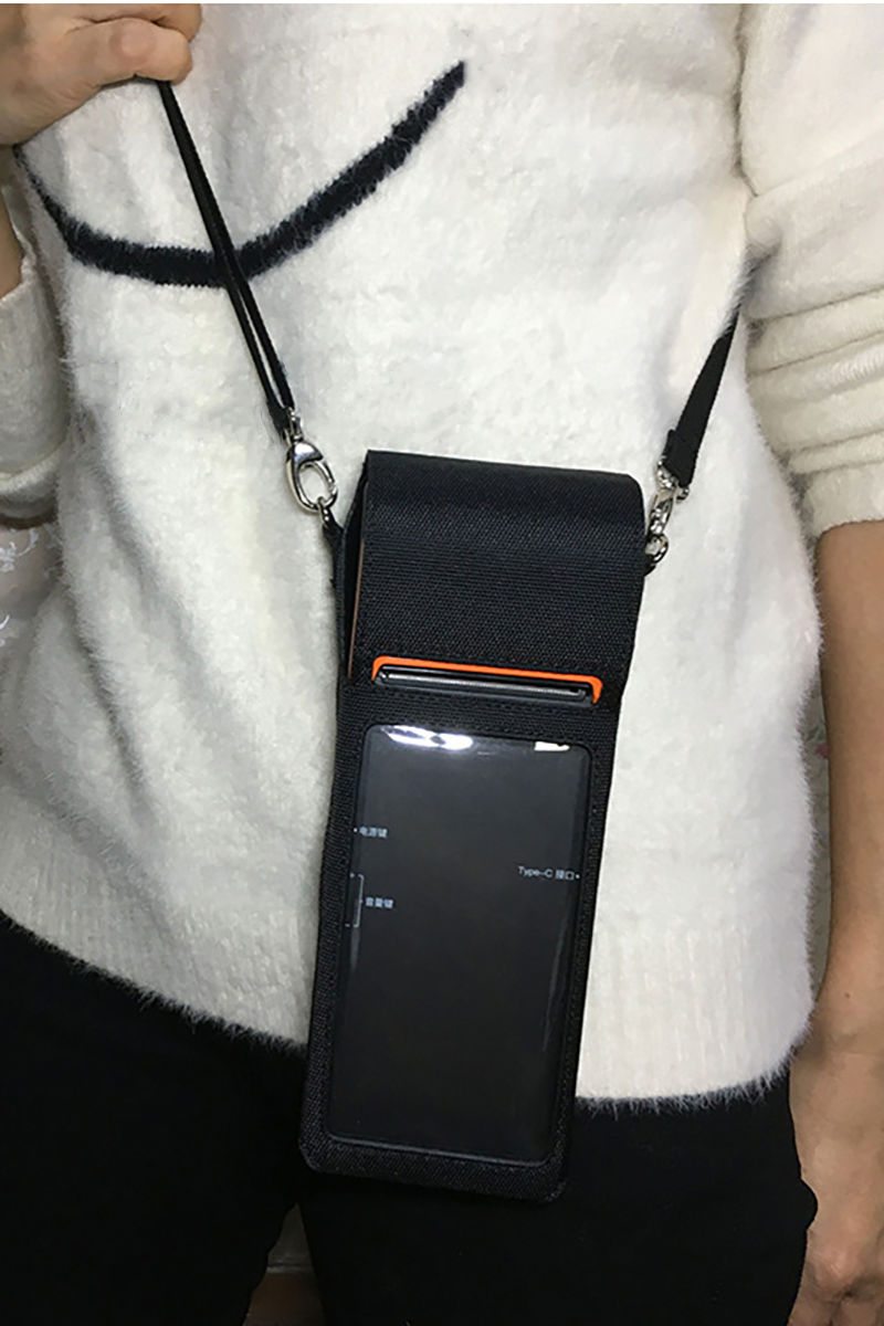 For Sunmi V2 Protective Case Handheld Terminal PDA Protective Case, Shoulder Belt Swipe Card Cashier POS Machine Leather Case