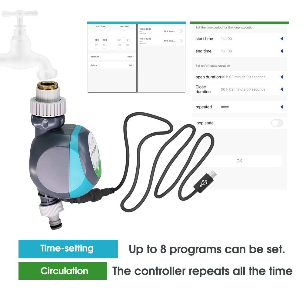 WiFiBluetooth-kompatibilitet Garden Watering Smart Timer mässing Snabbfogar Mobiltelefon Remote Sprinkler Controller Automatic