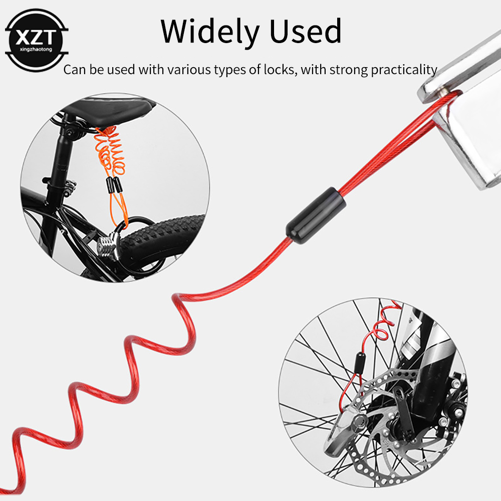 1.2m Motorcykelskoter skivlås Kabel Säkerhet Påminnelse Anti Stöld Bike Moto Tools Cykel Varning Spring Rope Wire Hjälm