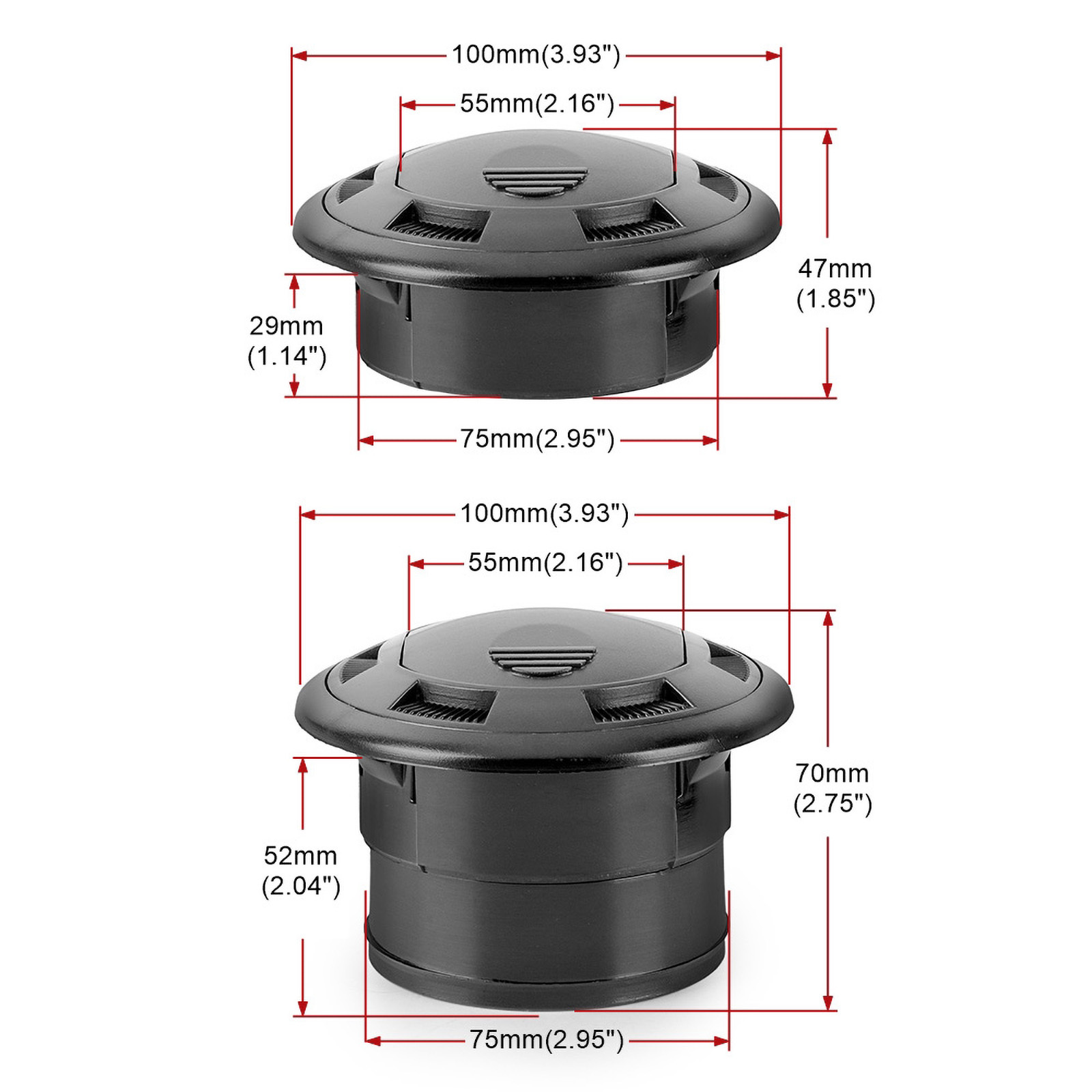 75 mm A / C de type bouton chauffage de chauffe