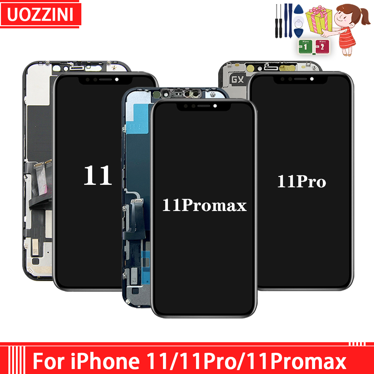 AMOLED LCD för iPhone 11 11 Pro 11 Pro Max Display Pekskärm Digitizer Assembly Screen Replacement Display 100% testad