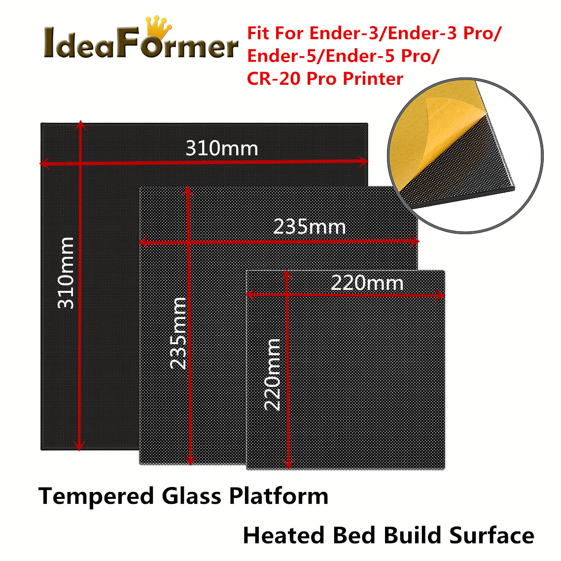 Piattaforma di vetro temperato ad ultrabase Surface di costruzione del letto di calore 220*220 mm A8 Duplicatore I3 Accessori stampanti 3D Accessori caldi Parti