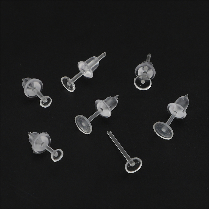 100/3/4/5mm Invisible Plastic Blank Earring Base Pins Stud Earring Piercing Retainer for DIY Earring Findings