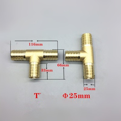 Voor 25 mm slang koperen pagode waterbuisfittingen t manier 1 '' pijpfitting 2 3 -weg connector messing barbbarb pijpaanpassing