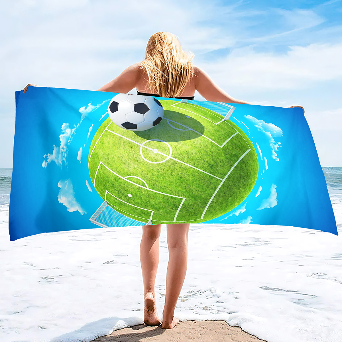 Toalhas de bola de futebol toalhas de banheira toalhas de praia de microfibra fria toalhas de grandes dimensões