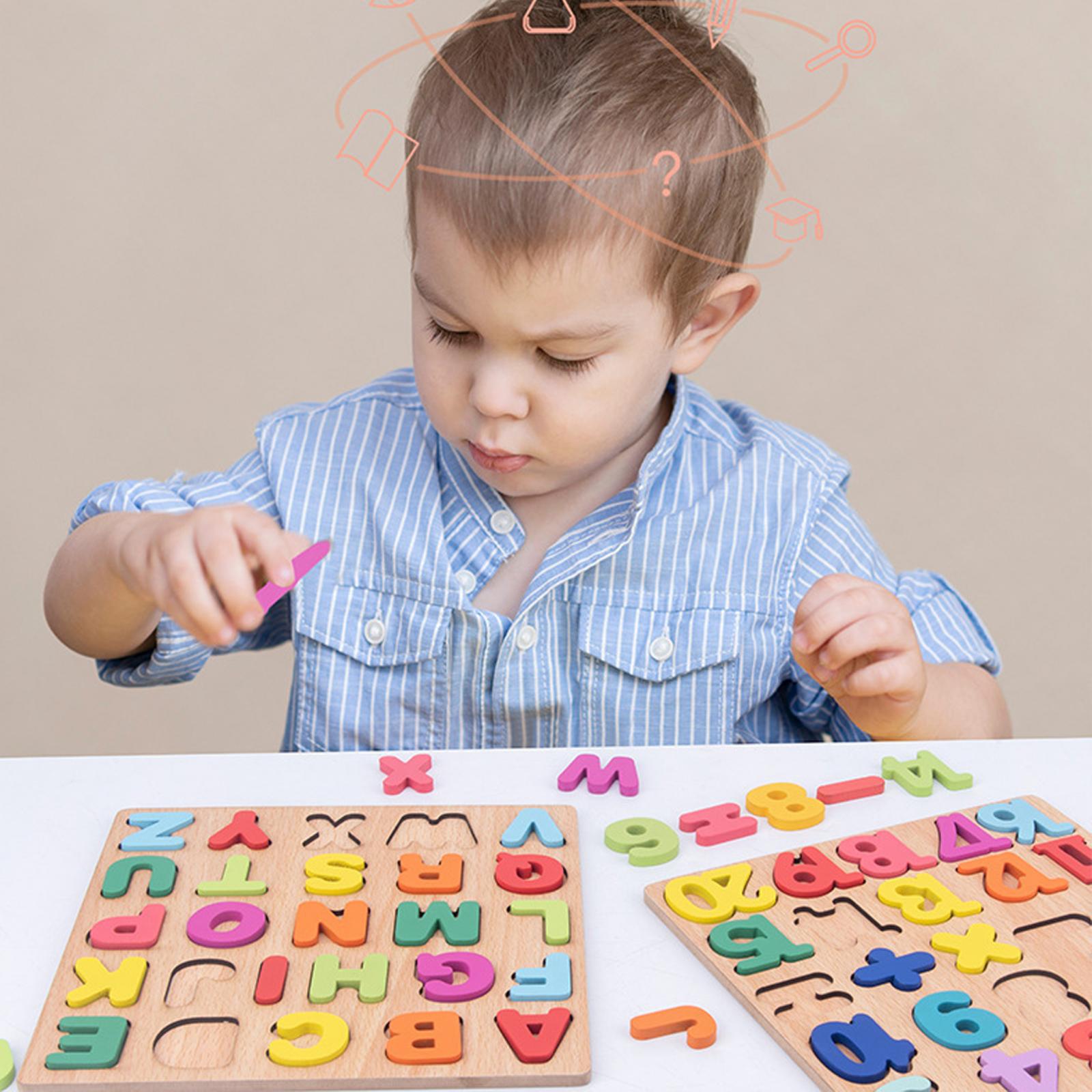 Alphabet russe Mots de puzzle bloque des puzzles en bois des lettres de jouets préscolaires et des chiffres pour les bébés pour les tout-petits