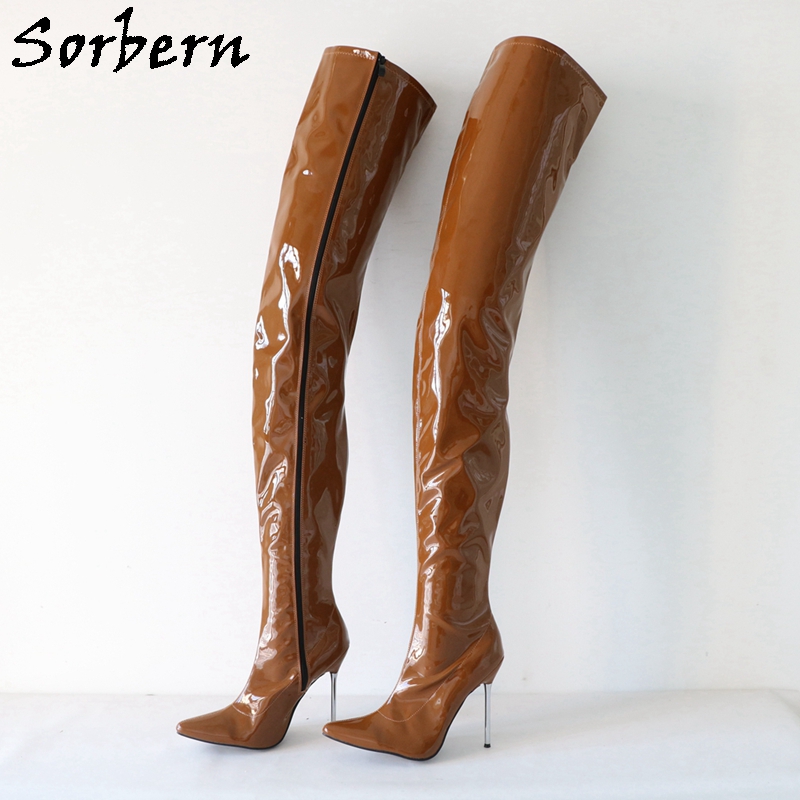 SORBERN CROTH TIPA CIMA CULTA HIGH BOOTS METAL SALHELED PONTO PONTO ALTO SALTOS STILETTO BOTAS STECHY UNISSISEX fetiche mulheres zip booty